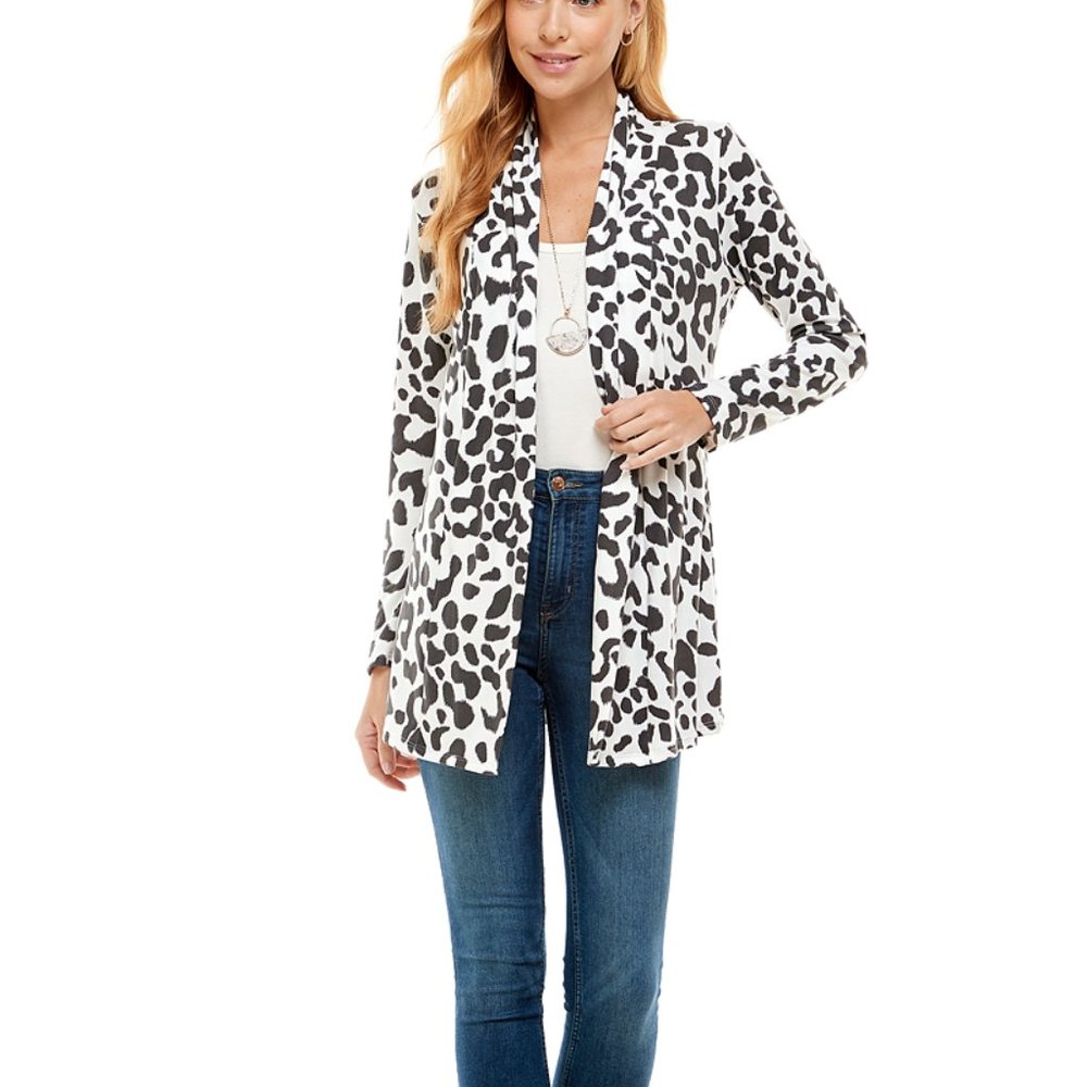 Women's Casual Lightweight Open Front Cardigans with Pockets_Charcoal White